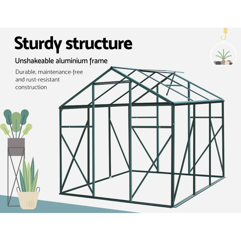 Aluminum Greenhouse | Garden Shed | Polycarbonate | 1.9x1.9M | Greenfingers