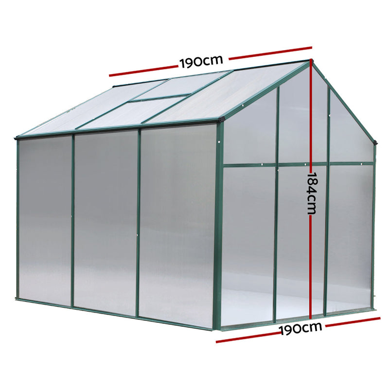 Greenfingers Greenhouse Aluminum Green House Garden Shed Polycarbonate 1.9x1.9M