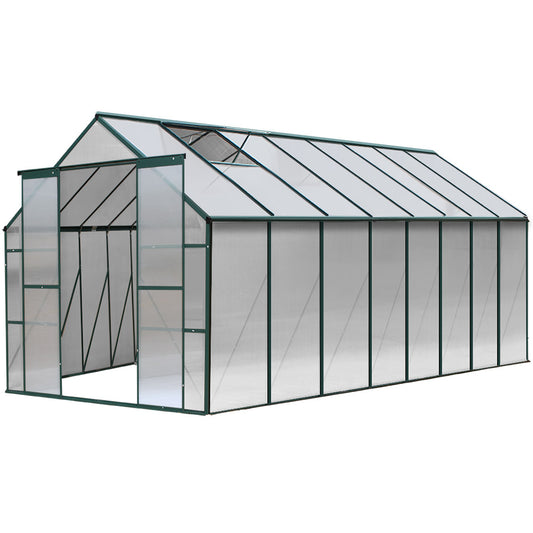 Aluminium Greenhouse | Polycarbonate Green House | Garden Shed 5.1x2.44M | Greenfingers
