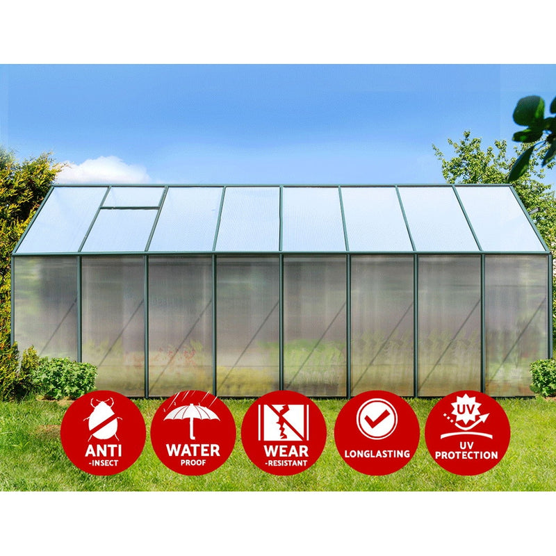 Aluminium Greenhouse | Polycarbonate Green House | Garden Shed 5.1x2.44M | Greenfingers