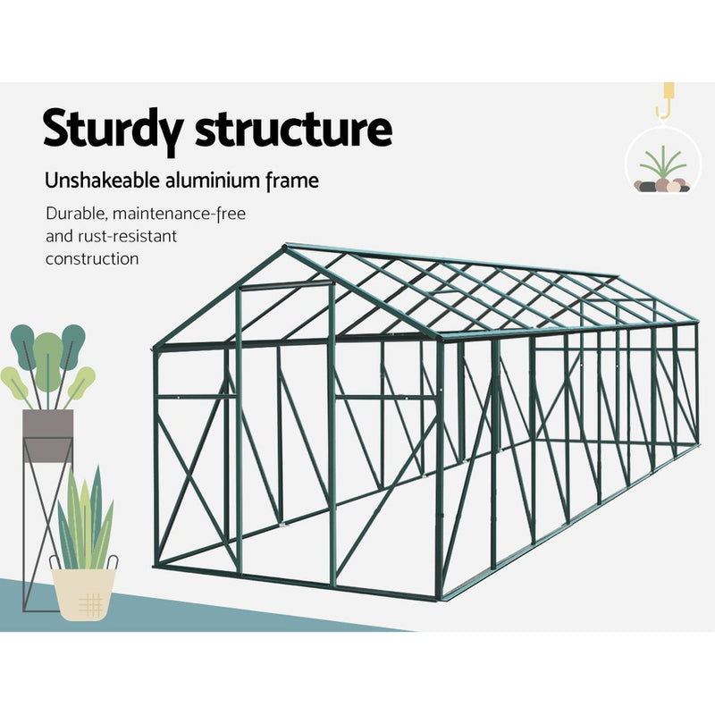 Aluminium Greenhouse | Polycarbonate Green House | Garden Shed 5.1x2.44M | Greenfingers