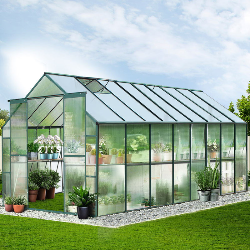 Aluminium Greenhouse | Polycarbonate Green House | Garden Shed 5.1x2.44M | Greenfingers