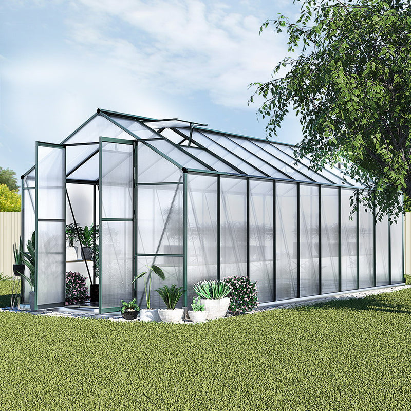 Greenfingers Aluminium Greenhouse Polycarbonate Large Green House Garden 6.3M