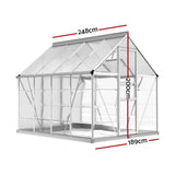 Greenfingers Greenhouse Aluminium Polycarbonate Green House Garden 248x189x200cm