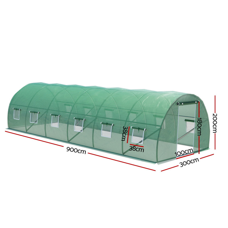 Greenhouse | Walk In Tunnel | Garden Shed Dome | 9x3x2M | Greenfngers