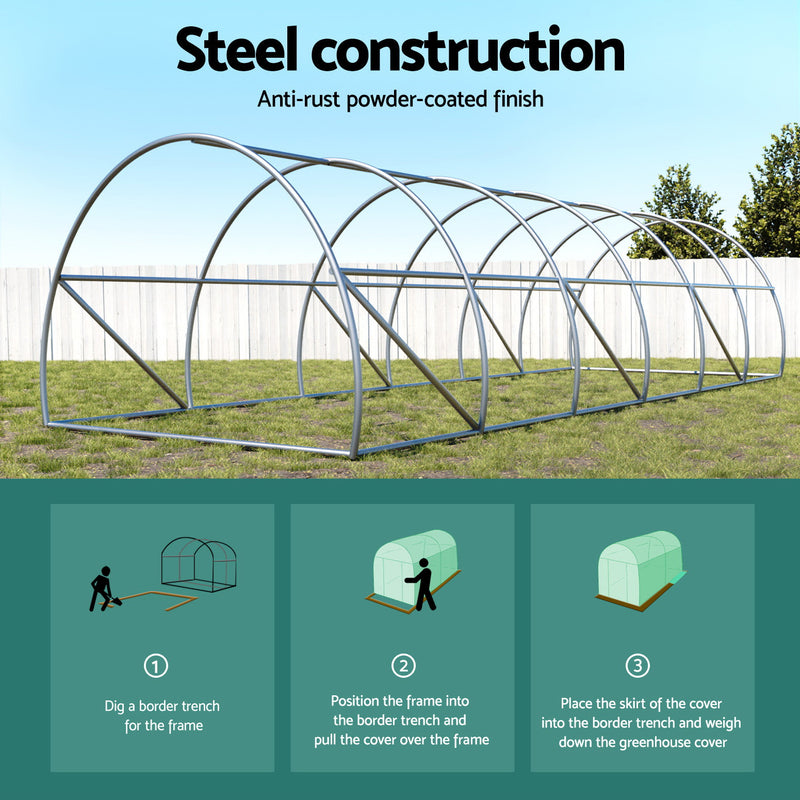 Greenhouse | Walk In Tunnel | Garden Shed Dome | 9x3x2M | Greenfngers