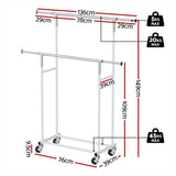 Artiss Clothes Rack Double Rod Airer Rail Coat Stand Adjustable Hanger
