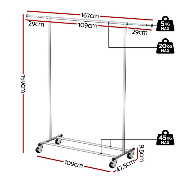 Artiss Clothes Rack Airer Rail Coat Stand Adjustable Hanger
