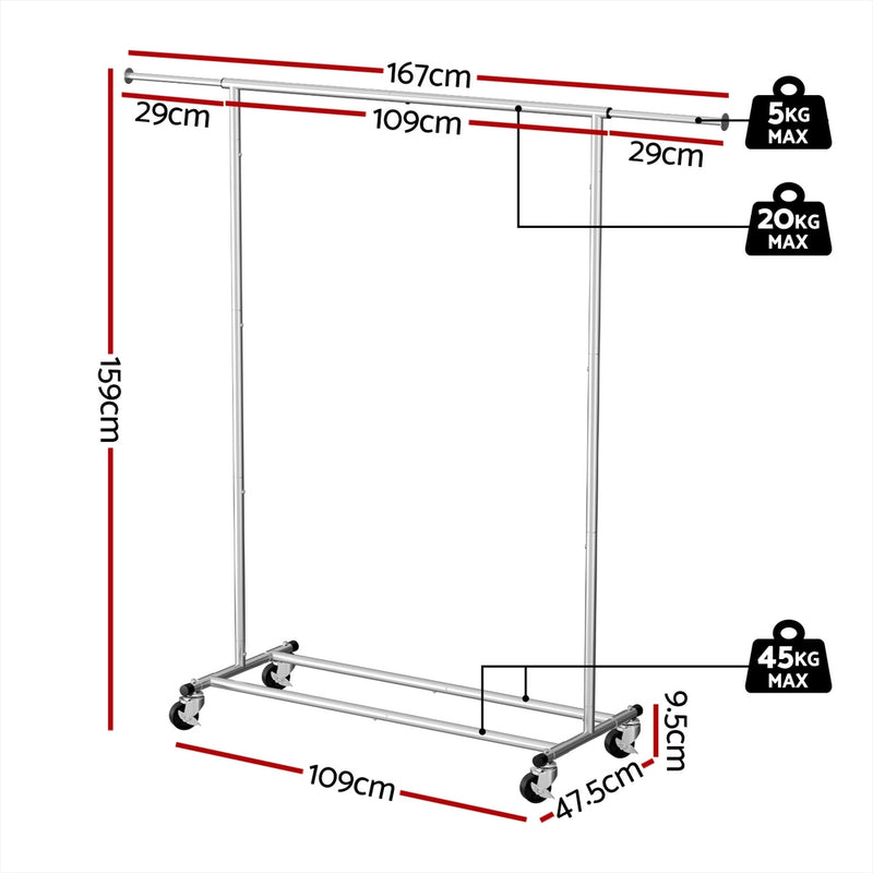 Artiss Clothes Rack Airer Rail Coat Stand Adjustable Hanger