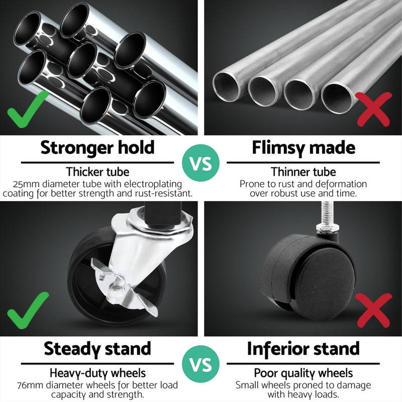 Artiss Clothes Rack Double Rod Airer Rail Coat Stand Adjustable Hanger