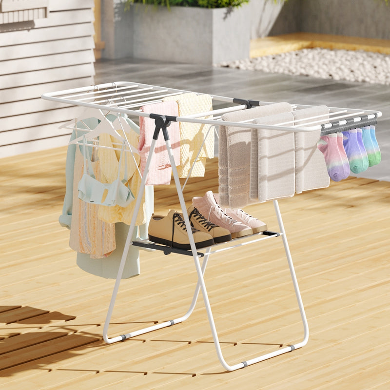 Artiss 2 Tier Clothes Rack Airer Foldable 139CM White