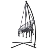 Gardeon Hammock Chair with Steel Stand Macrame Outdoor Swinging Grey