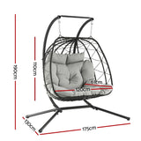 Outdoor Swing Chair 2 Seater with Stand Cushion Rattan Patio Furniture
