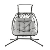 Outdoor Swing Chair 2 Seater with Stand Cushion Rattan Patio Furniture