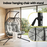 Outdoor Swing Chair 2 Seater with Stand Cushion Rattan Patio Furniture