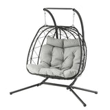 Outdoor Swing Chair 2 Seater with Stand Cushion Rattan Patio Furniture