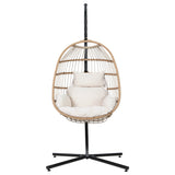 Gardeon Outdoor Egg Swing Chair Wicker Rope Furniture Pod Stand Foldable Yellow