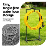Green Fingers Garden Hose Holder Metal Portable Freestanding Hose Stand 4 Spikes Black
