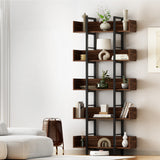 Artiss Bookshelf 5-Tier Bookcase Display Shelves Metal Storage Stand Rack Walnut
