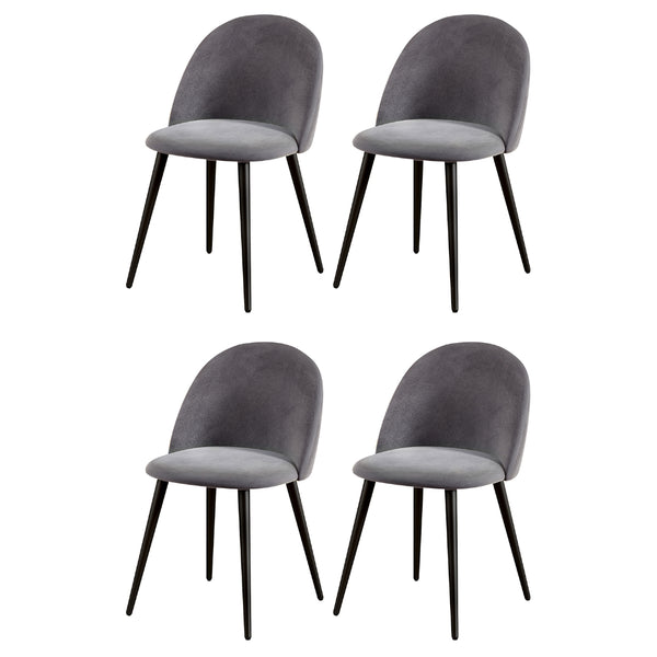 Artiss Dining Chairs Set of 4 Velvet Solid Curved Dark Grey