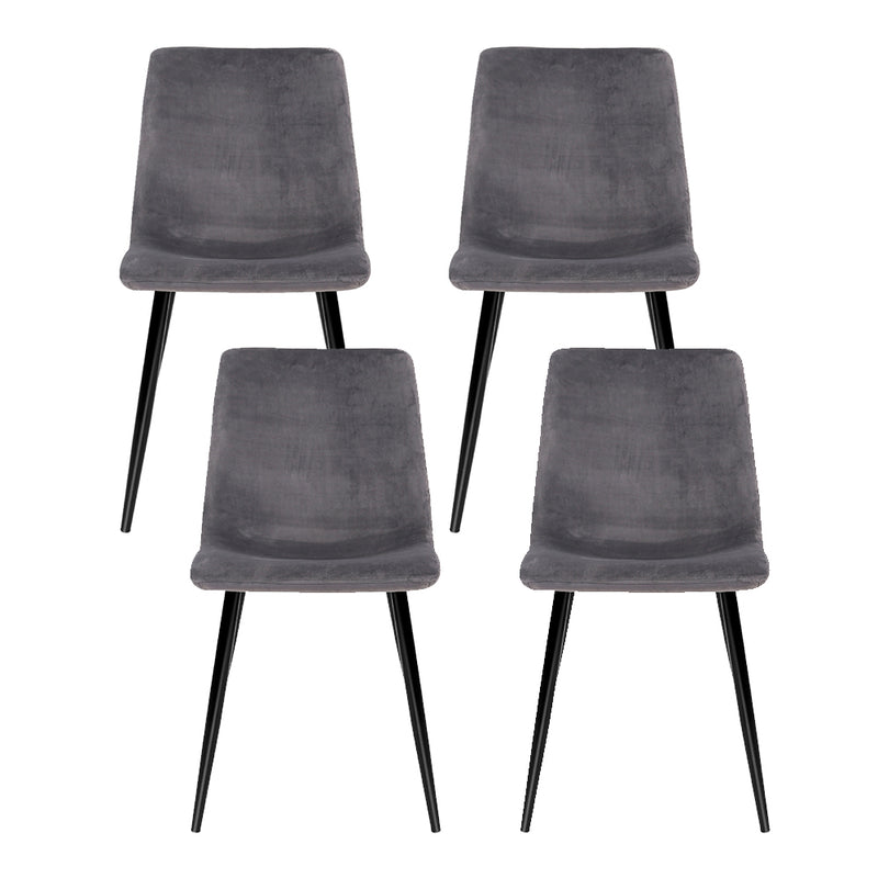 Artiss Dining Chairs Set of 4 Velvet Horizontal Slope Grey