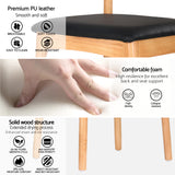 Artiss 2x Dining Chairs Rubber Wood Leather Seat Black