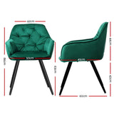 Artiss Dining Chairs Set of 4 Velvet Diamond Tufted Armchair Green