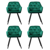 Artiss Dining Chairs Set of 4 Velvet Diamond Tufted Armchair Green