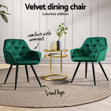 Artiss Dining Chairs Set of 4 Velvet Diamond Tufted Armchair Green