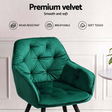 Artiss Dining Chairs Set of 4 Velvet Diamond Tufted Armchair Green