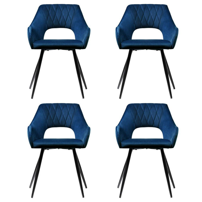 Artiss Dining Chairs Set of 4 Velvet Hollow Armchair Blue