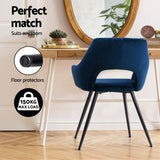 Artiss Dining Chairs Set of 4 Velvet Hollow Armchair Blue