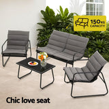 4PCS Outdoor Sofa Set Table and Chairs Cushion textilene Patio Furniture