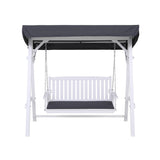 Gardeon Outdoor Wooden Swing Chair Garden Bench Canopy Cushion 3 Seater White