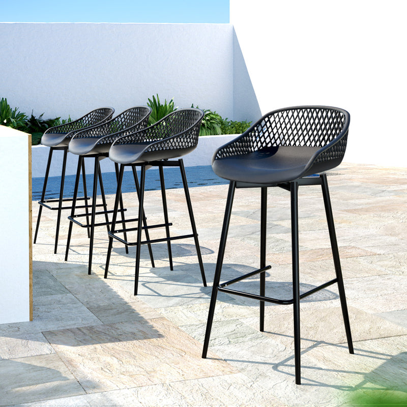 Gardeon 4x Outdoor Bar Stools Plastic Black