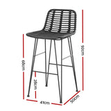 Gardeon 2x Outdoor Bar Stools Rattan Black