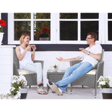 Gardeon 3PC Outdoor Bistro Set Patio Furniture Wicker Setting Chairs Table Cushion Grey