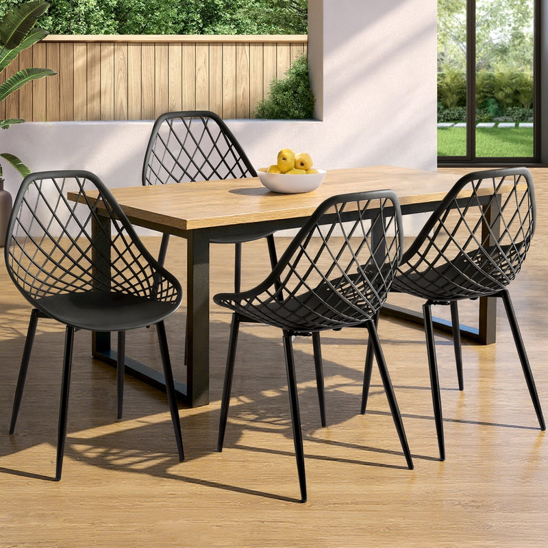 Gardeon 4PC Outdoor Dining Chairs PP Lounge Chair Patio Garden Furniture Black