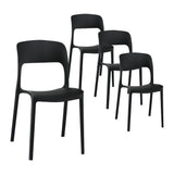 Gardeon 4PC Outdoor Dining Chairs Stackable PP Patio Chair Garden Furniture Black