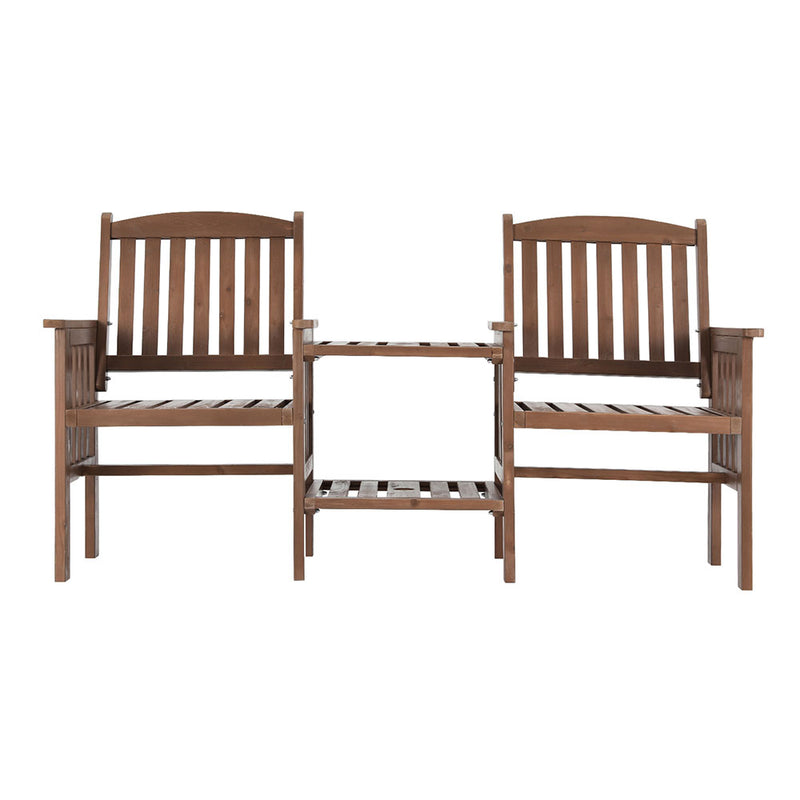 Gardeon Garden Bench Chair Table Loveseat Wooden Outdoor Furniture Patio Park Brown