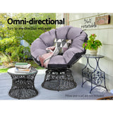 Papasan Chair with side table | Outdoor Chairs | Gardeon brand| Grey
