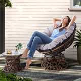 Papasan Chair with side table | Outdoor Chairs | Gardeon brand| Brown
