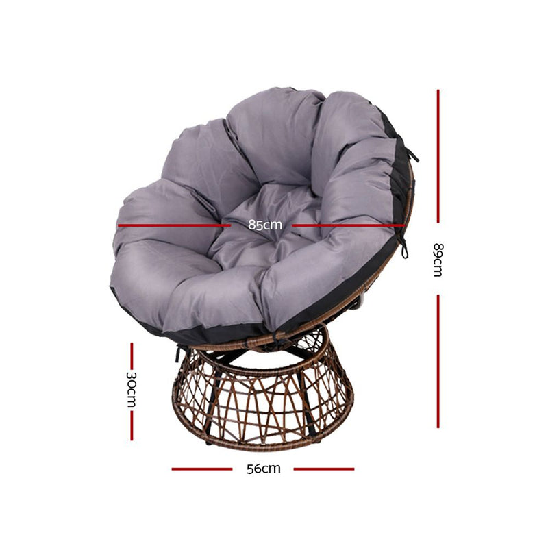 Papasan Chair with side table | Outdoor Chairs | Gardeon brand| Brown