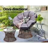 Papasan Chair with side table | Outdoor Chairs | Gardeon brand| Brown