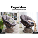 Papasan Chair with side table | Outdoor Chairs | Gardeon brand| Brown