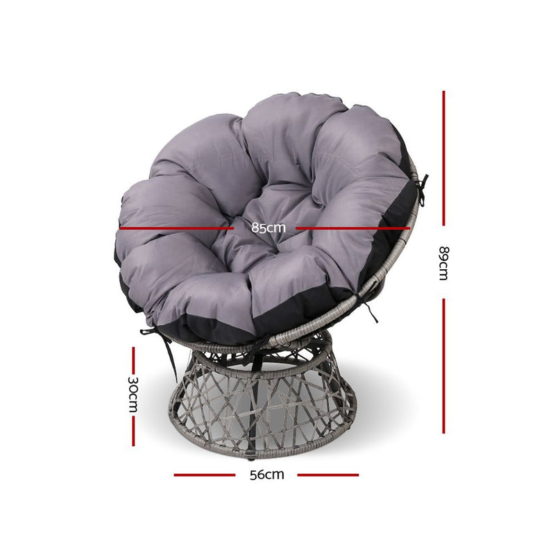 Papasan Chair with side table | Outdoor Chairs | Gardeon brand| Grey