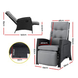 Outdoor Recliner Chairs Sun lounge Wicker Lounger Patio Furniture Adjustable Black