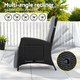 Outdoor Recliner Chairs Sun lounge Wicker Lounger Patio Furniture Adjustable Black