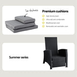 Outdoor Recliner Chairs Sun lounge Wicker Lounger Patio Furniture Adjustable Black