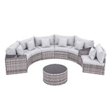 6 Seater Outdoor Sofa Set 9PCS Table Chair Set Garden Rattan Patio Furniture
